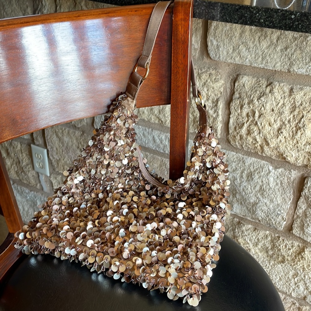 Shimmering lined vintage sequin bag — sparkly, not scratchy!